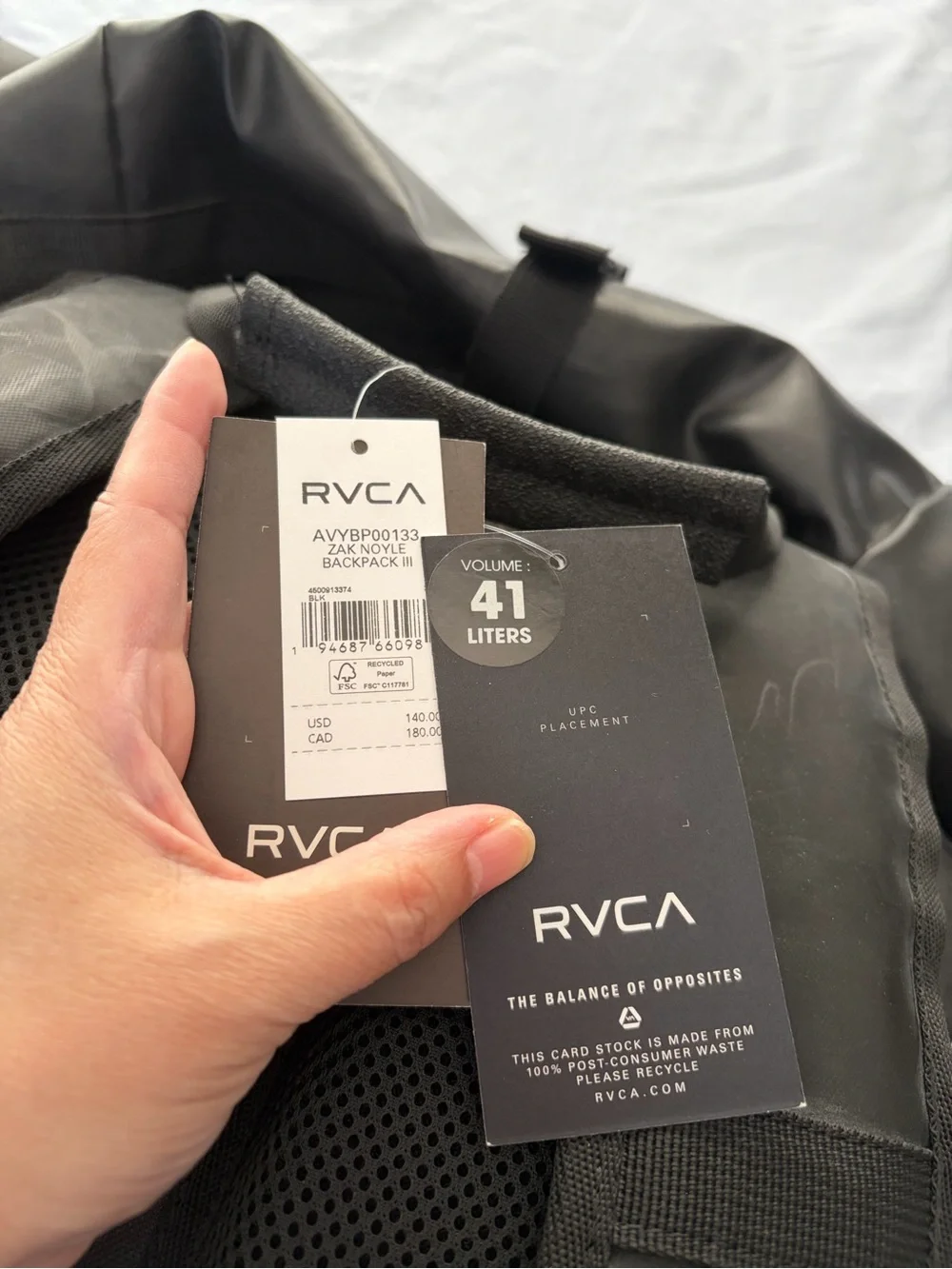 RVCA Zak Noyle Black Backpack III with Front Pockets NWT Bag Travel Camera